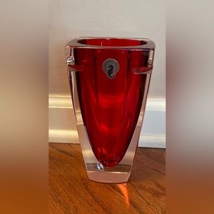 Waterford crystal red Metra Vase
